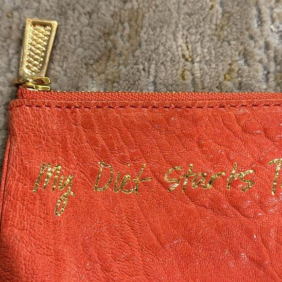 REBECCA MINKOFF Small Orange Graphic Pouch in EUC - Picture 2 of 7